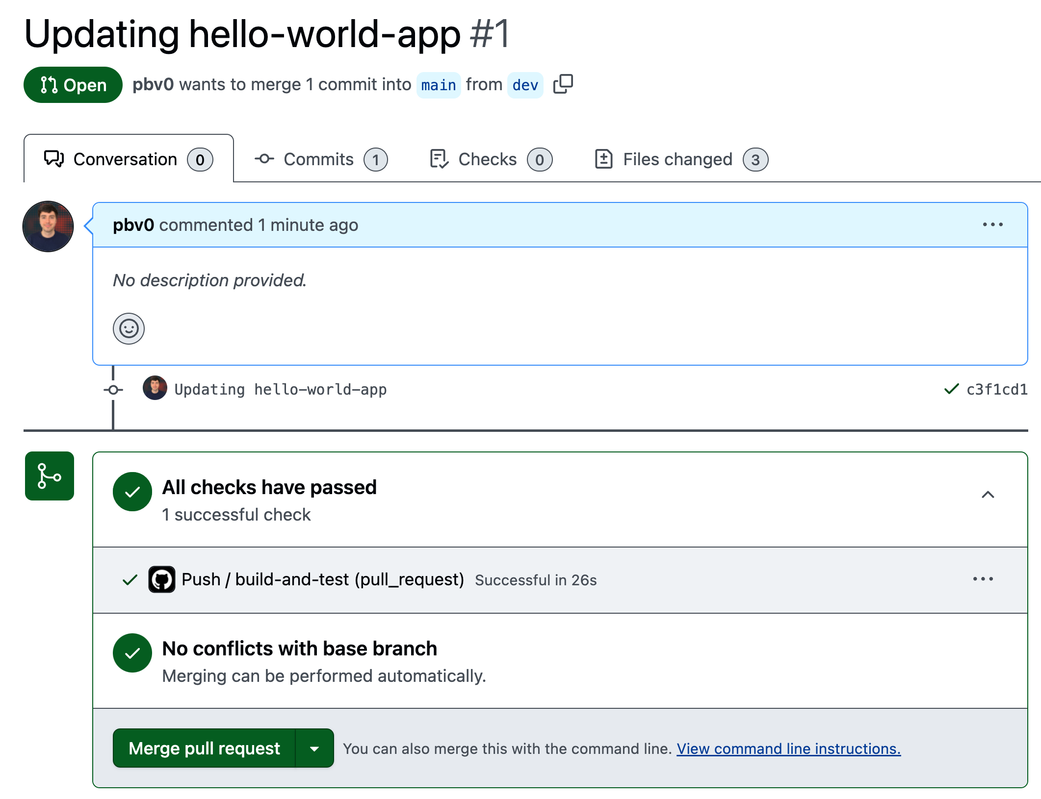 Pull request on GitHub